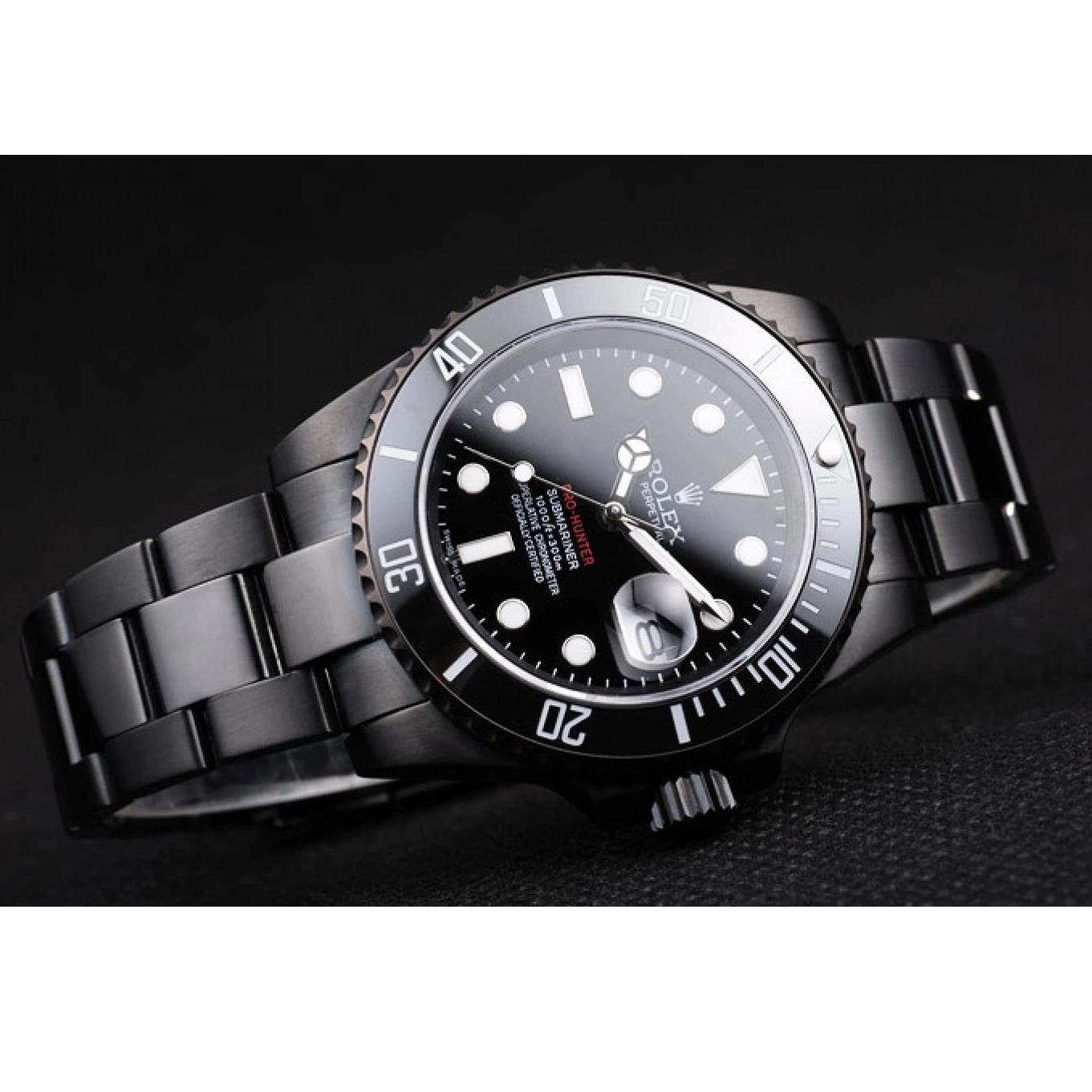 AAA Replica Watches Black Submariner Strap Rolex Swiss Black Dial Steel Pro-Hunter 0801